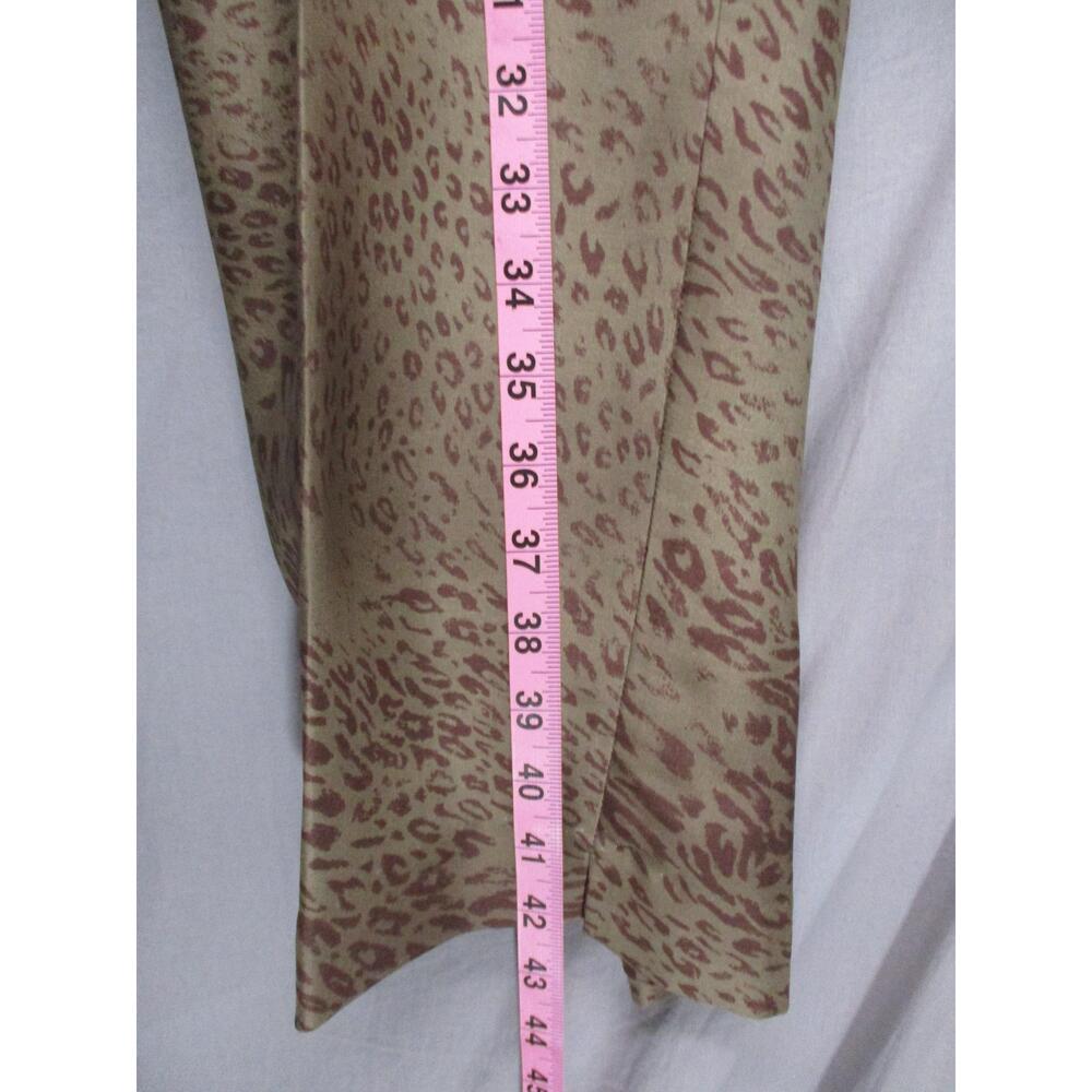 Beige Animal Print Silk Womens Loose fit Trousers Pants Size 16W - Picture 6 of 10